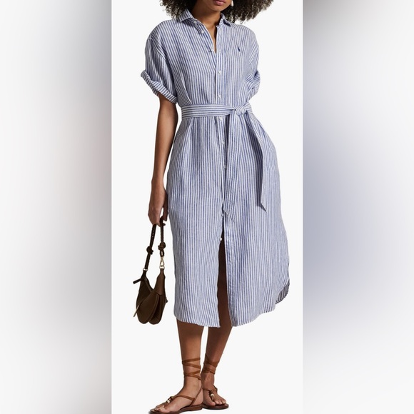 Polo Ralph Lauren Stripe short Sleeve Belted Shirt Dress - Picture 5 of 9